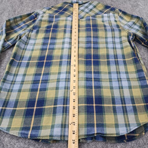 Lucky Brand Shirt Mens Large Indigo Plaid Long Sleeve Western Pearl Snap Button - Picture 6 of 16
